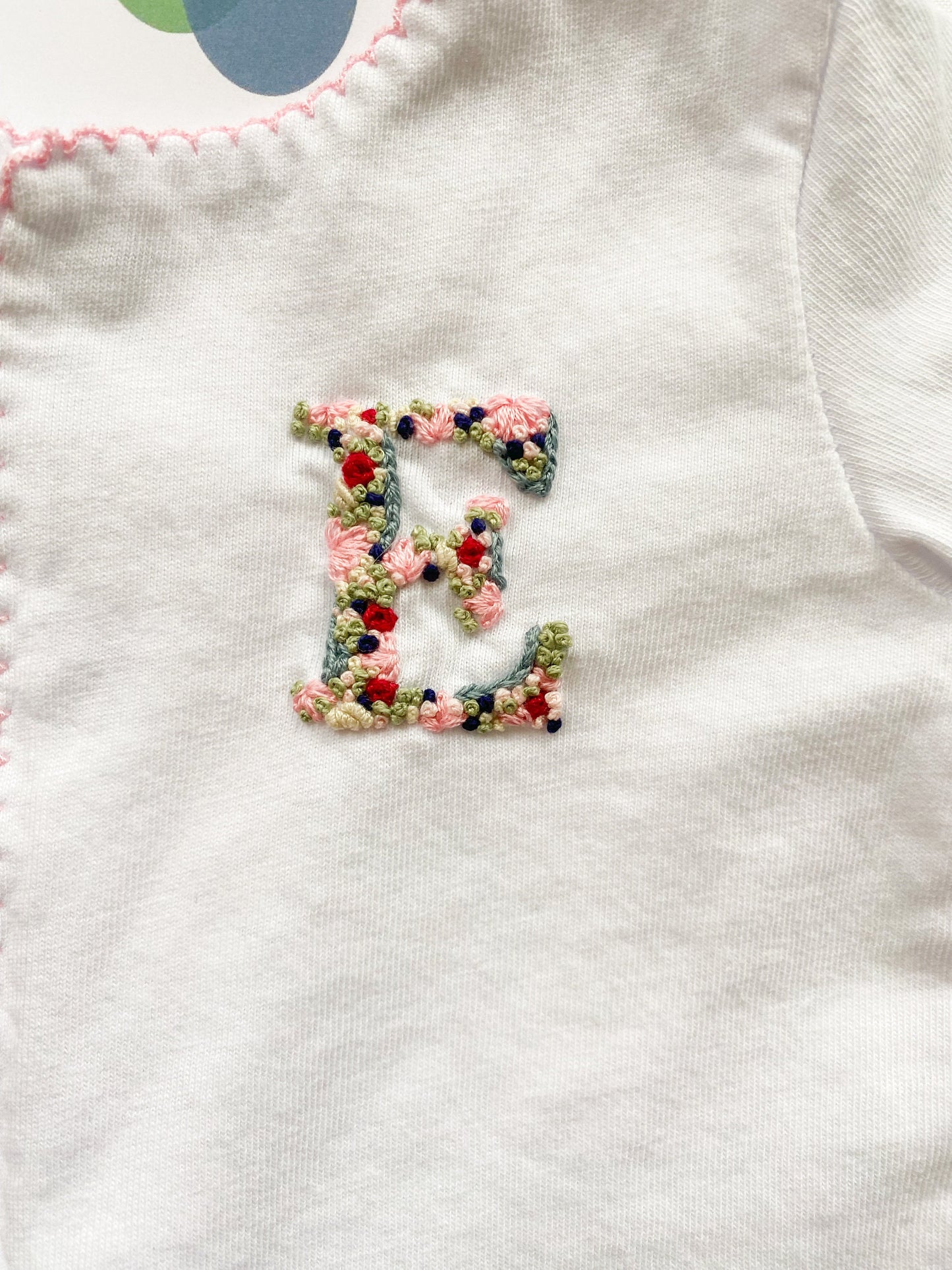 Floral Letter Hand Embroidery Template: Girly Name Design (Digital Download Template)