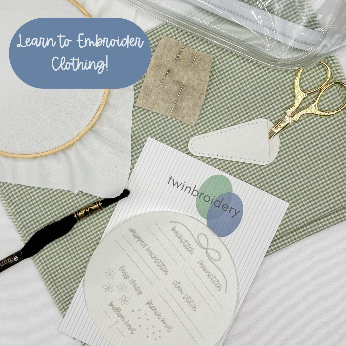 Learn to Hand Embroider, DIY Hand Embroidery Kit, Supplies to Learn to Stitch Kids Clothes, Pattern to Learn Hand Embroidery, Stick & Stitch