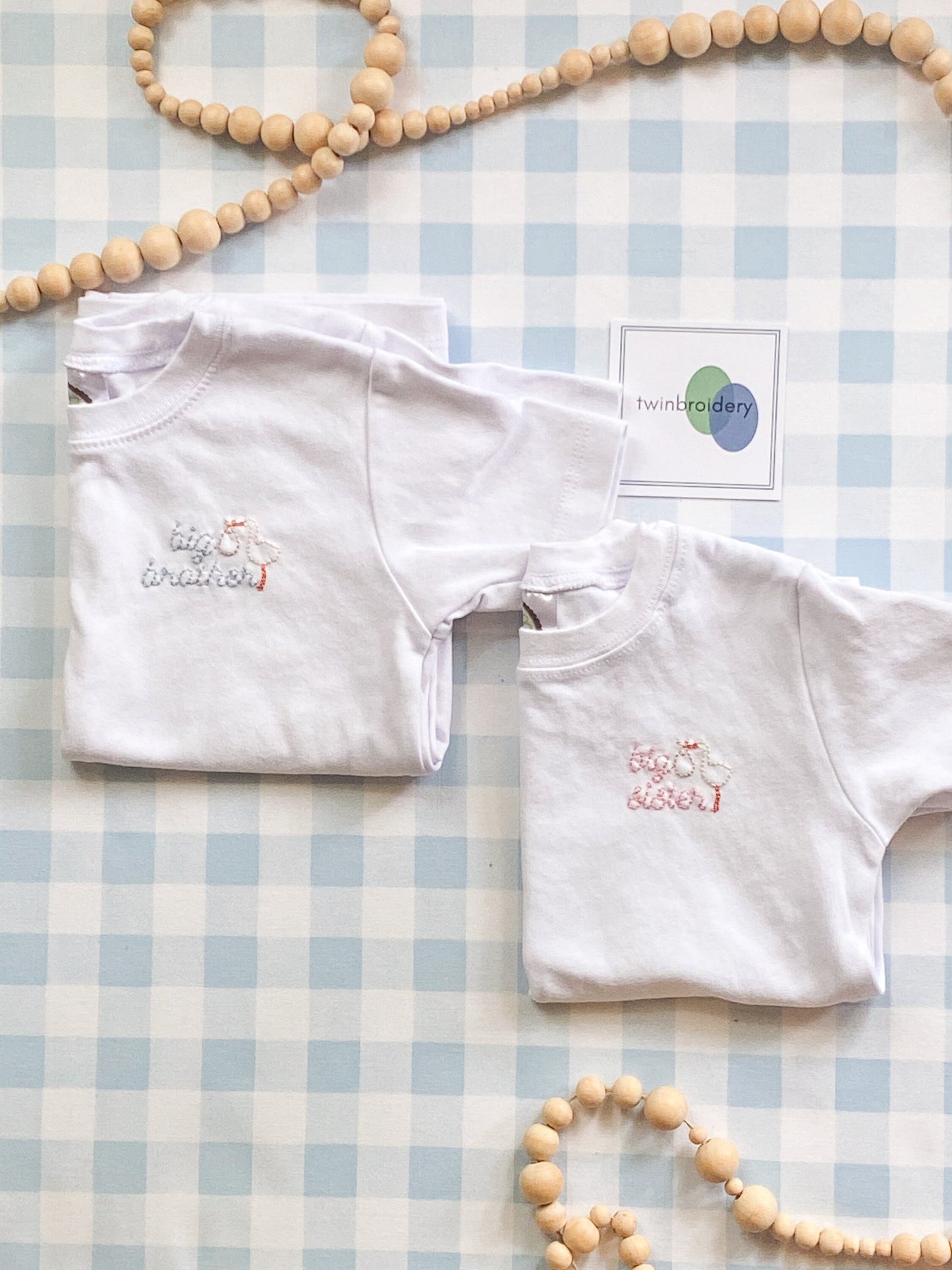 Hand Embroidered | Big Sister Stork