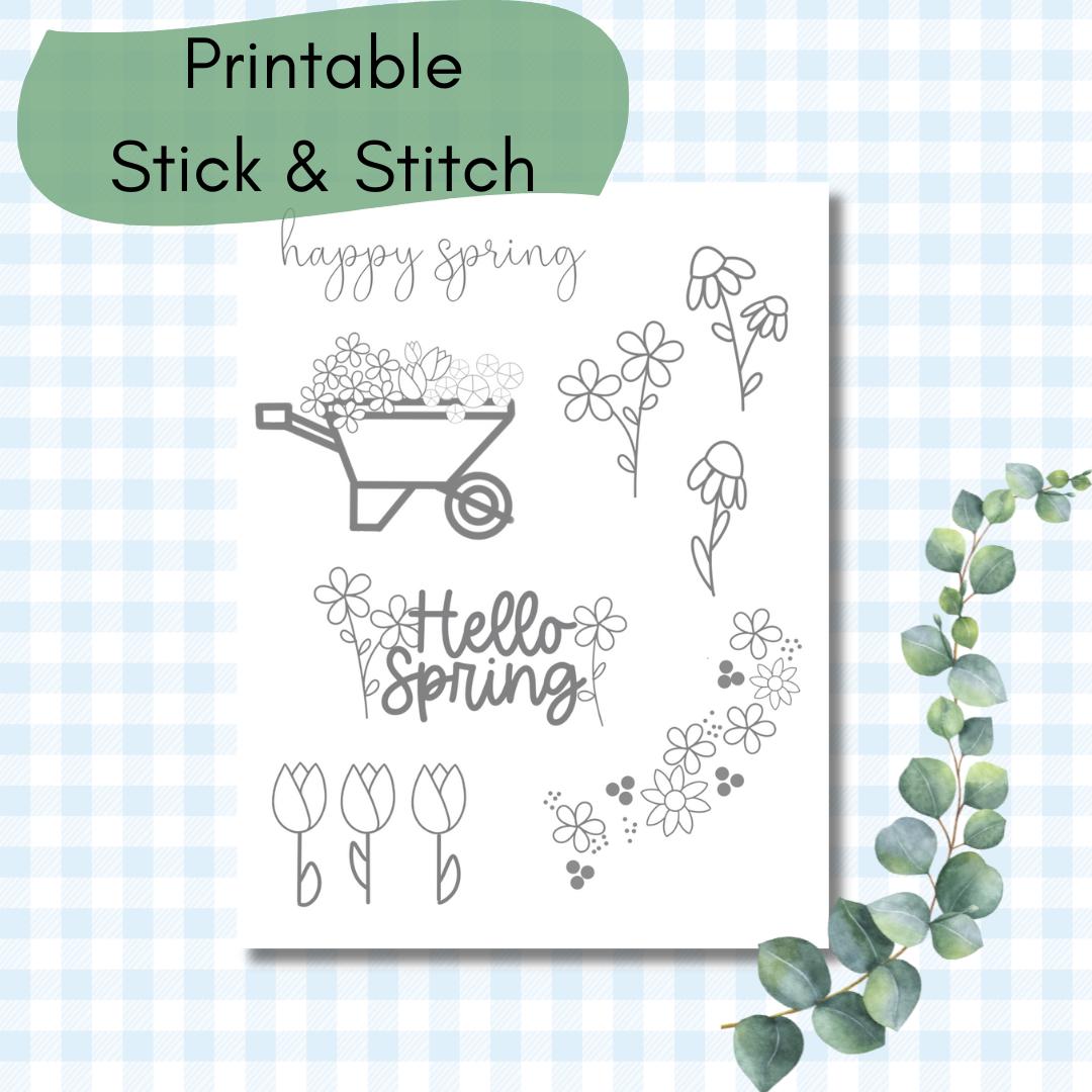 Spring Stick and Stitch Hand Embroidery Pattern: DIY Collar Designs (Digital Download