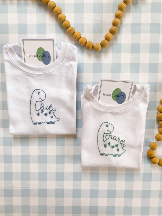 Hand Embroidered | Personalized Dinosaur Shirt
