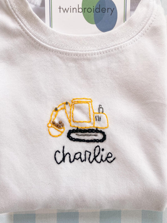 Hand Embroidered | Excavator Shirt with Name