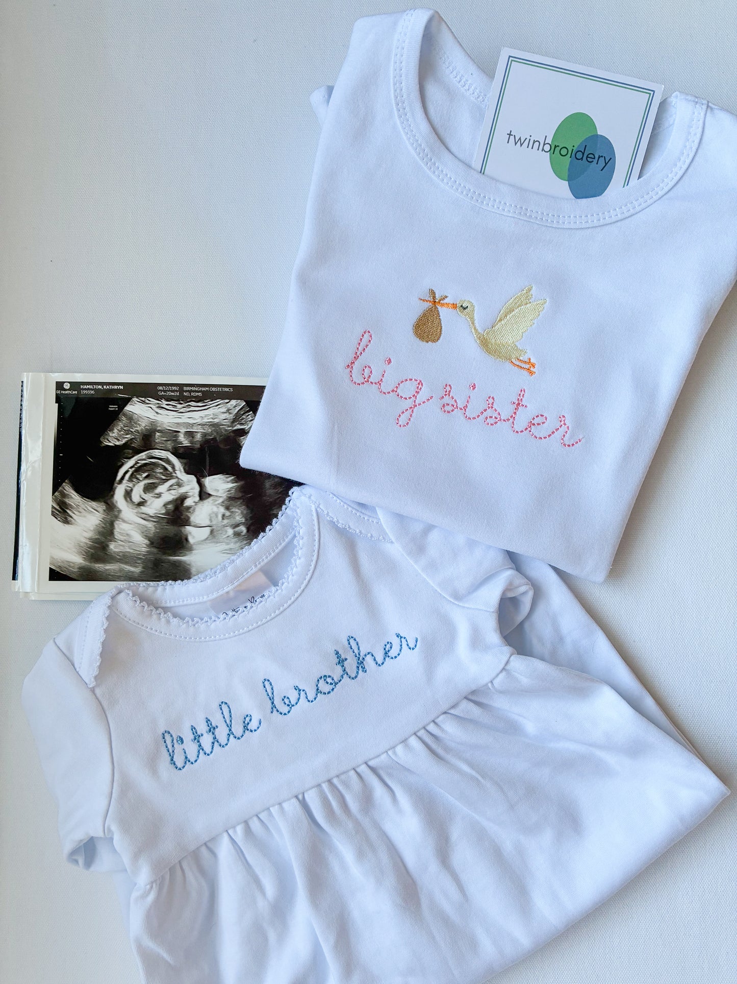 Machine Embroidered | Big Sister with Stork