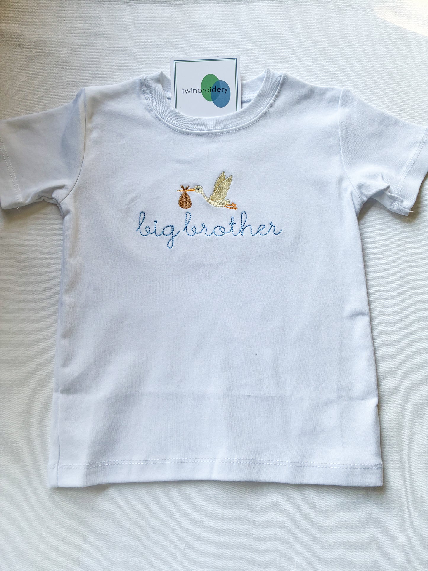 Machine Embroidered | Big Brother with Stork