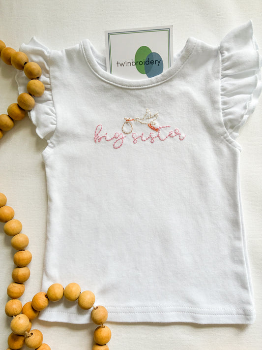 Hand Embroidered | Big Sister with Stork