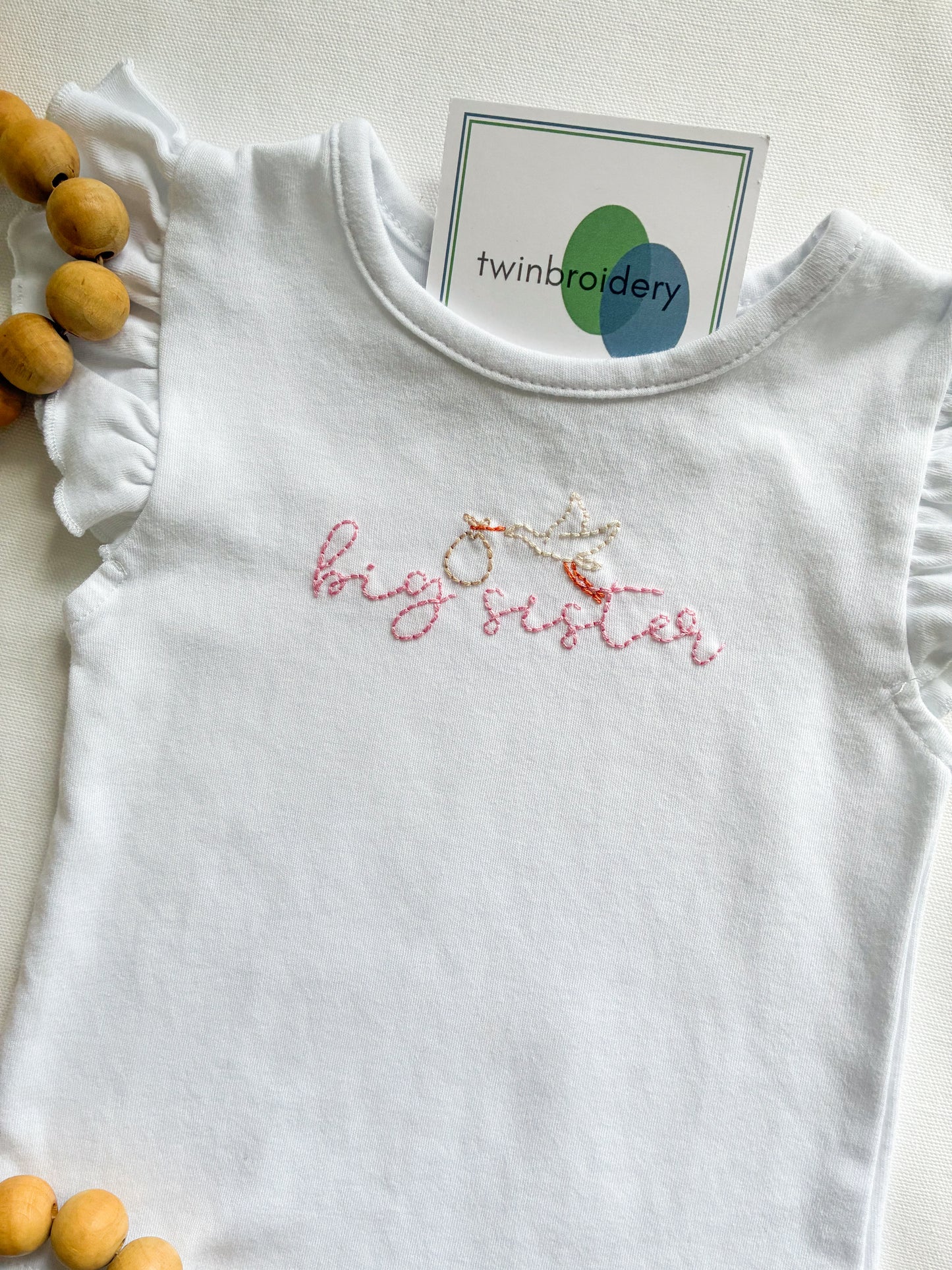 Hand Embroidered | Big Sister with Stork