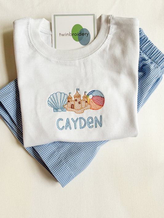 Machine Embroidery | Sandcastle Beach