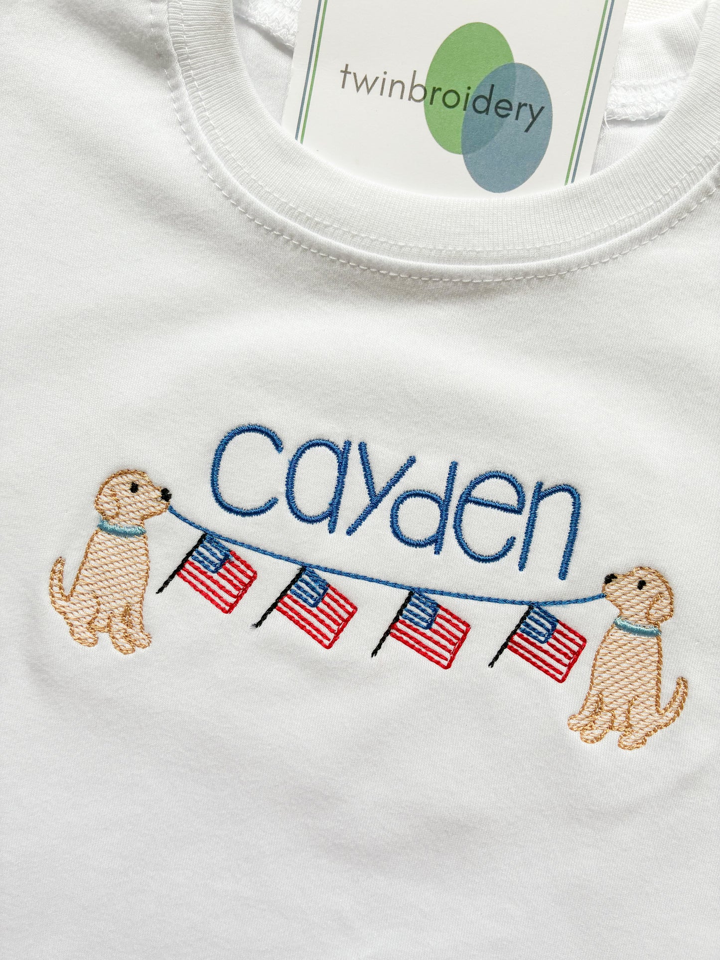 Machine Embroidery | Golden American Bunting