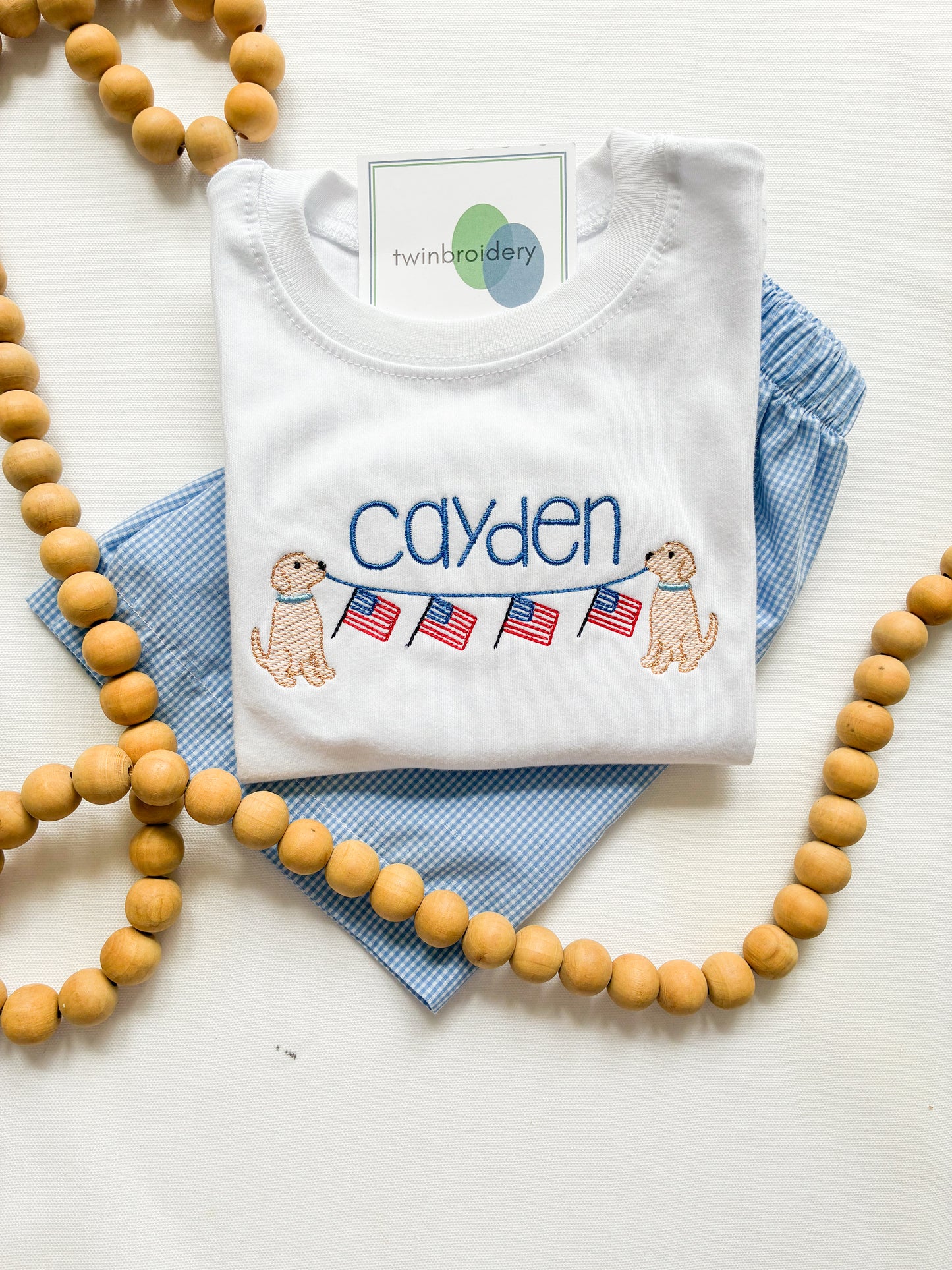 Machine Embroidery | Golden American Bunting