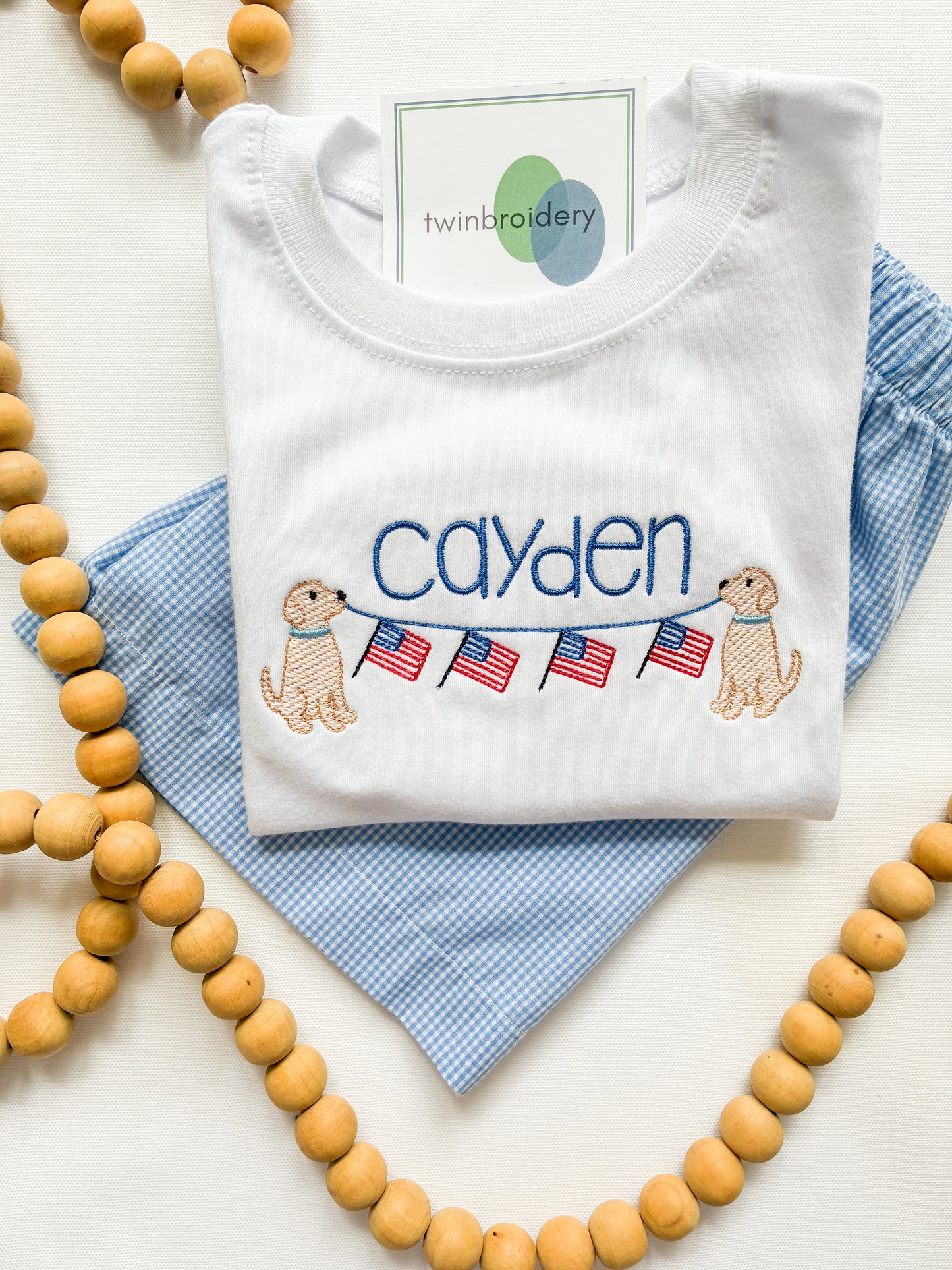 Machine Embroidery | Golden American Bunting