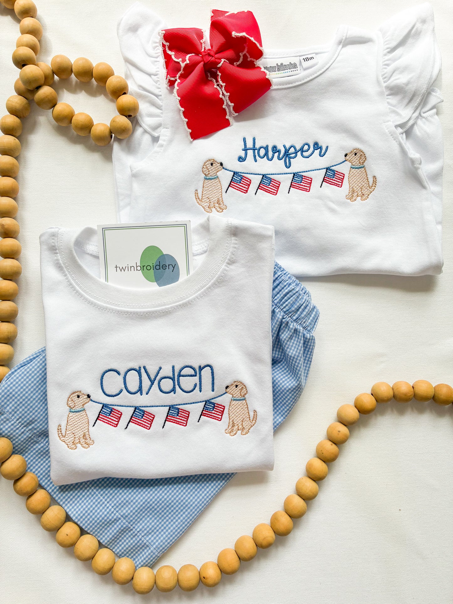 Machine Embroidery | Golden American Bunting