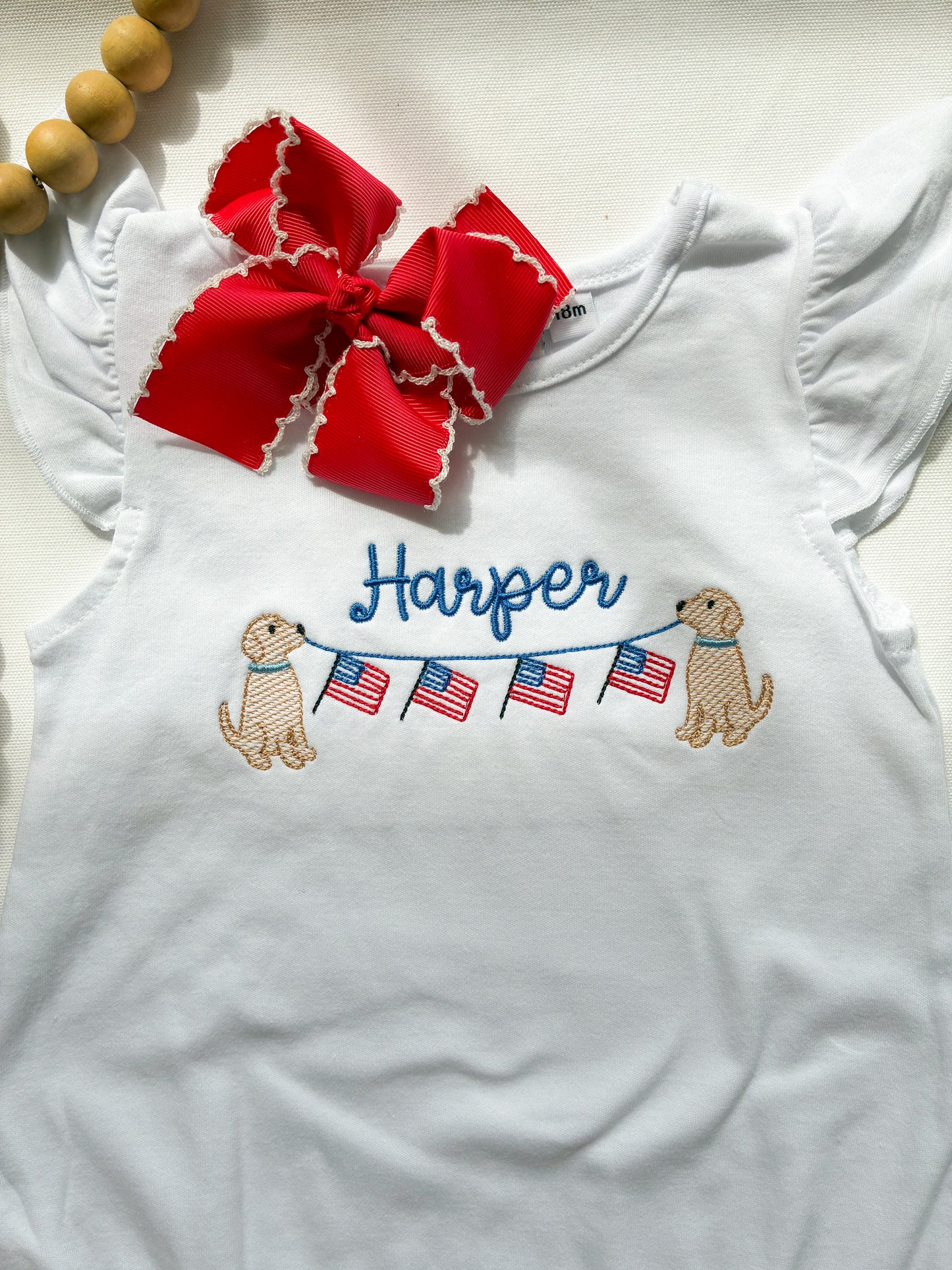 Machine Embroidery | Golden American Bunting