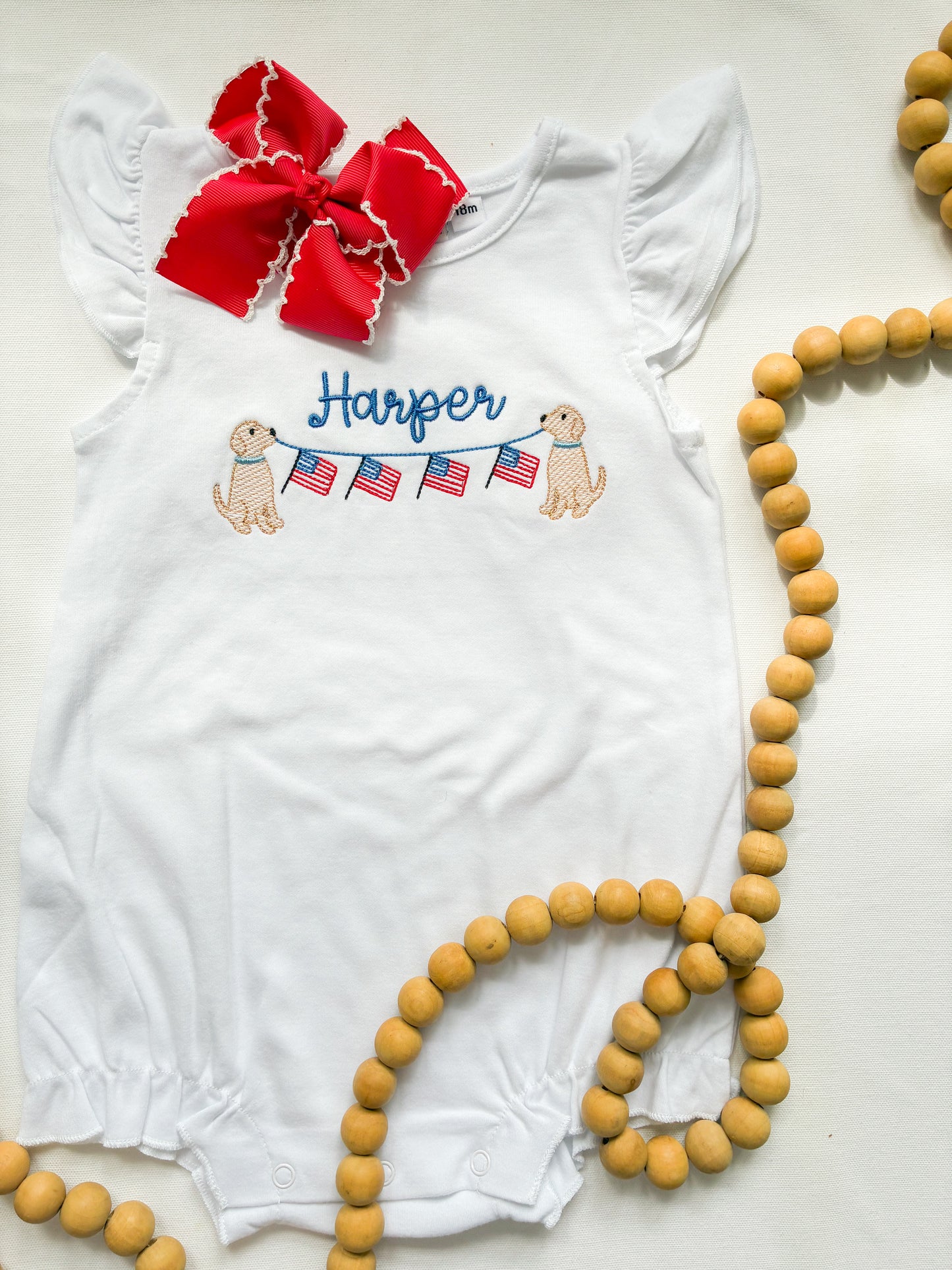 Machine Embroidery | Golden American Bunting