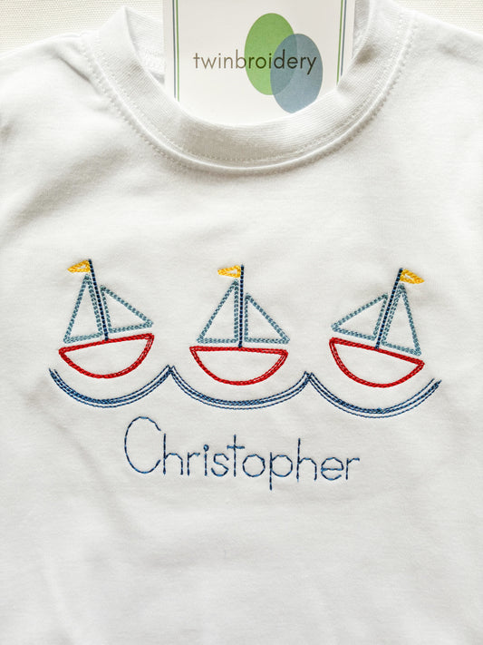 Machine Embroidery | Sailboats