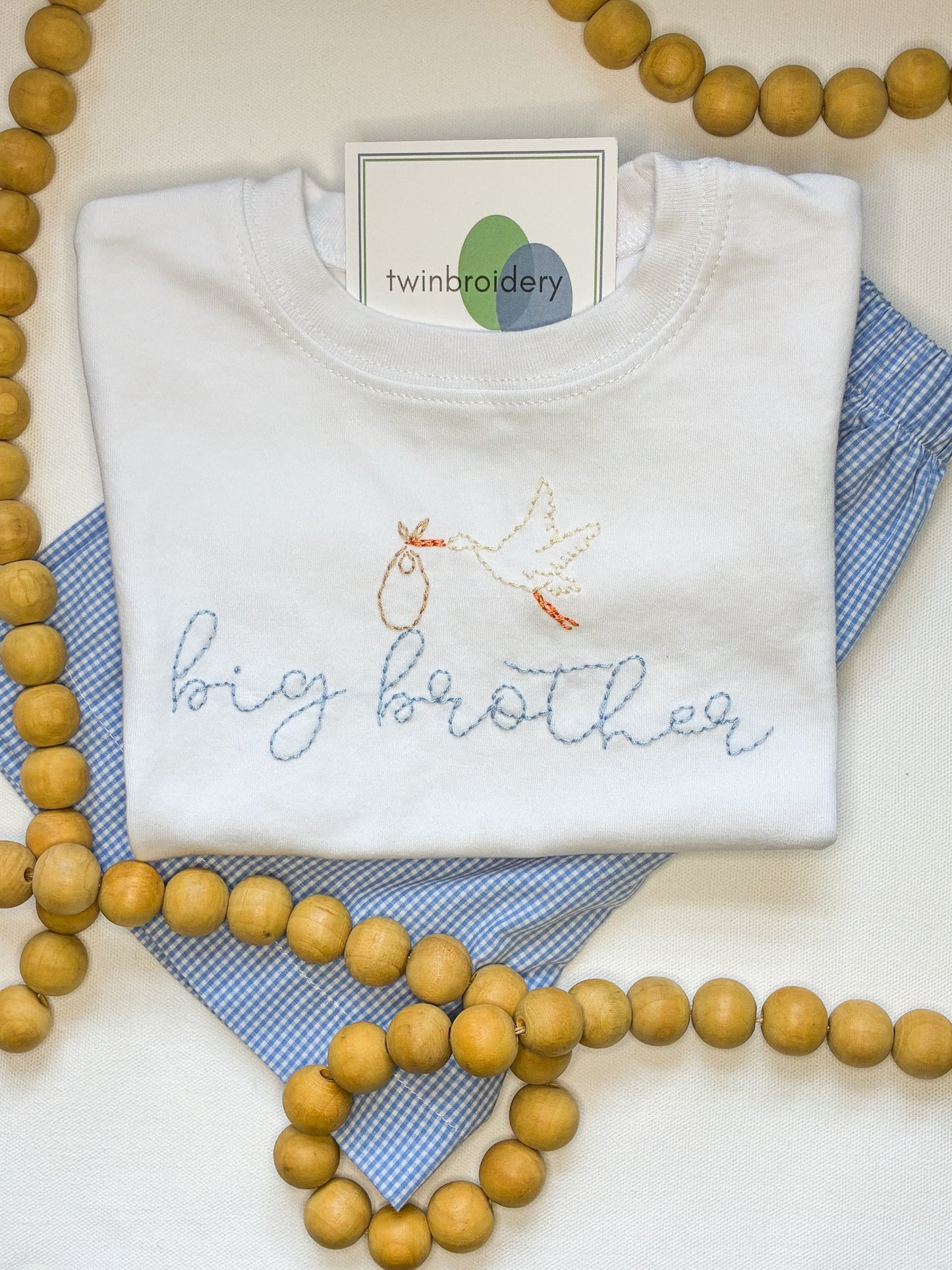 Hand Embroidered | Big Brother with Stork