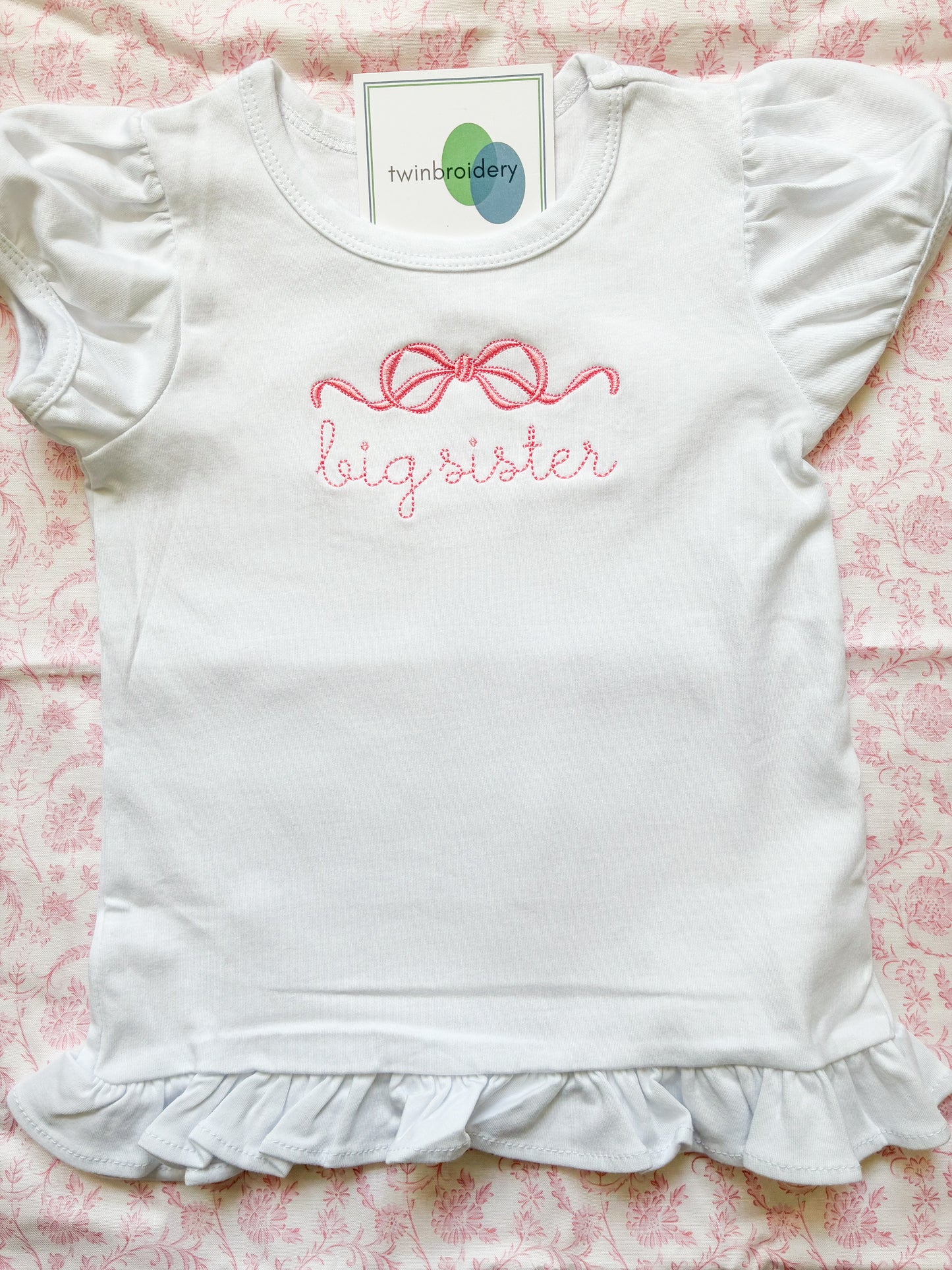 Machine Embroidered | Big Sister with Bow