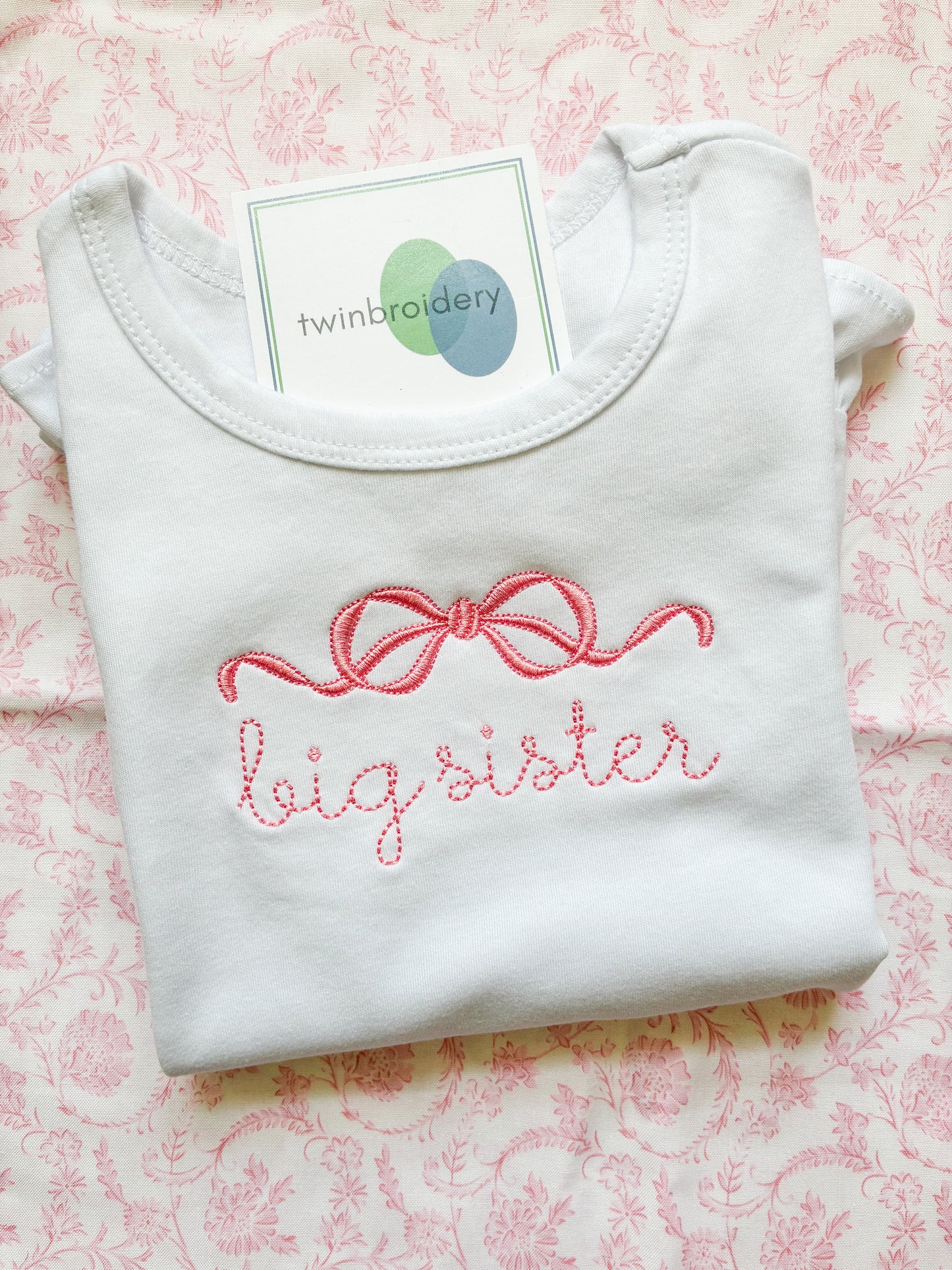 Machine Embroidered | Big Sister with Bow