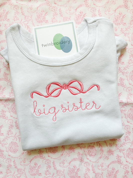 Machine Embroidered | Big Sister with Bow