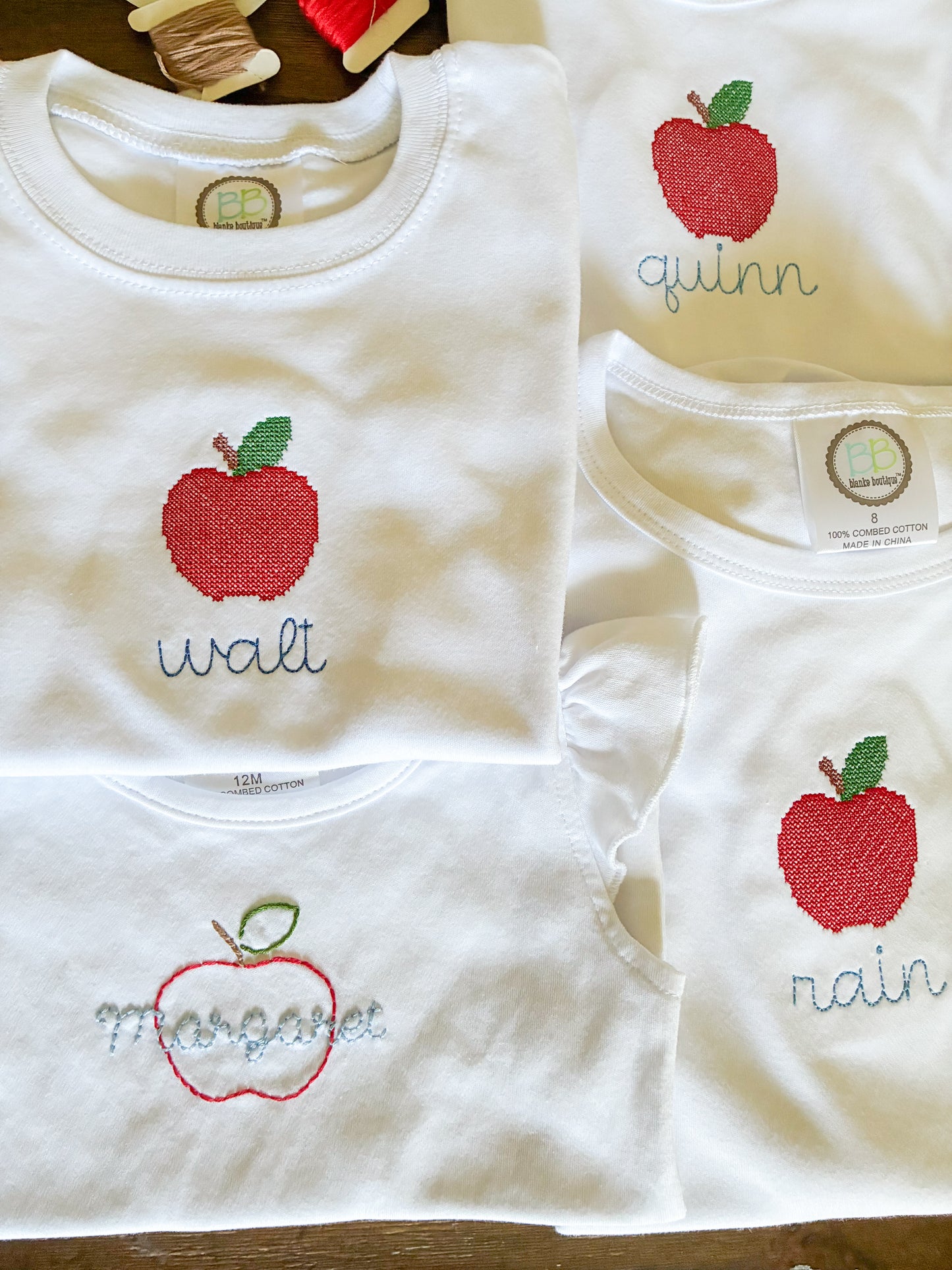 Machine Embroidery | Cross Stitch Apple Back to School Shirt
