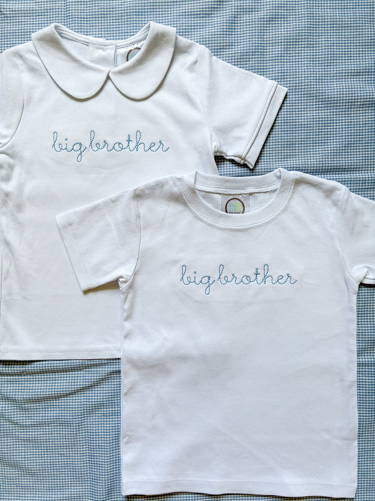 Machine Embroidered | Classic Script Big Brother, Peter Pan Collar