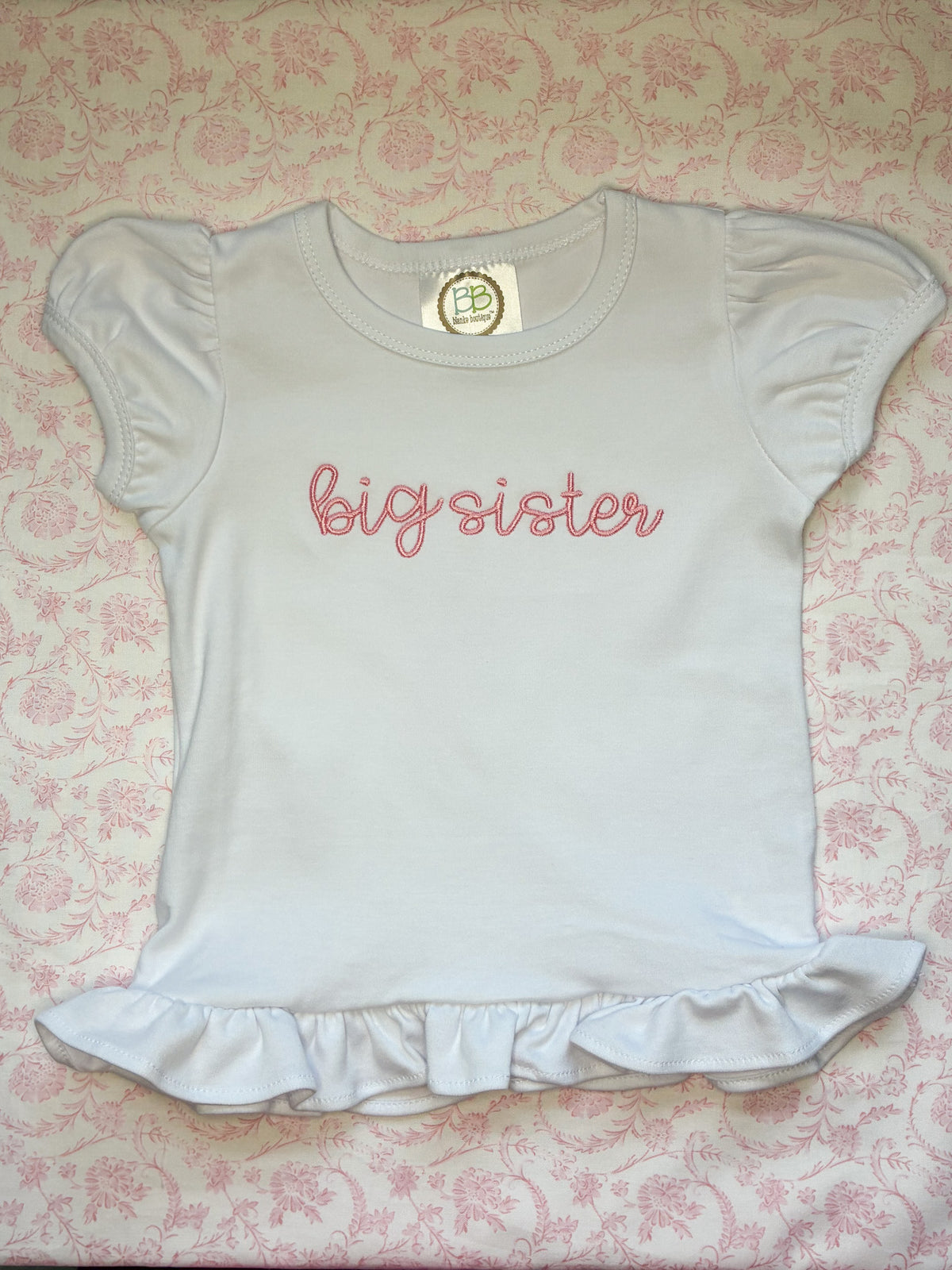 Machine Embroidered | Big Sister Modern Script Centered