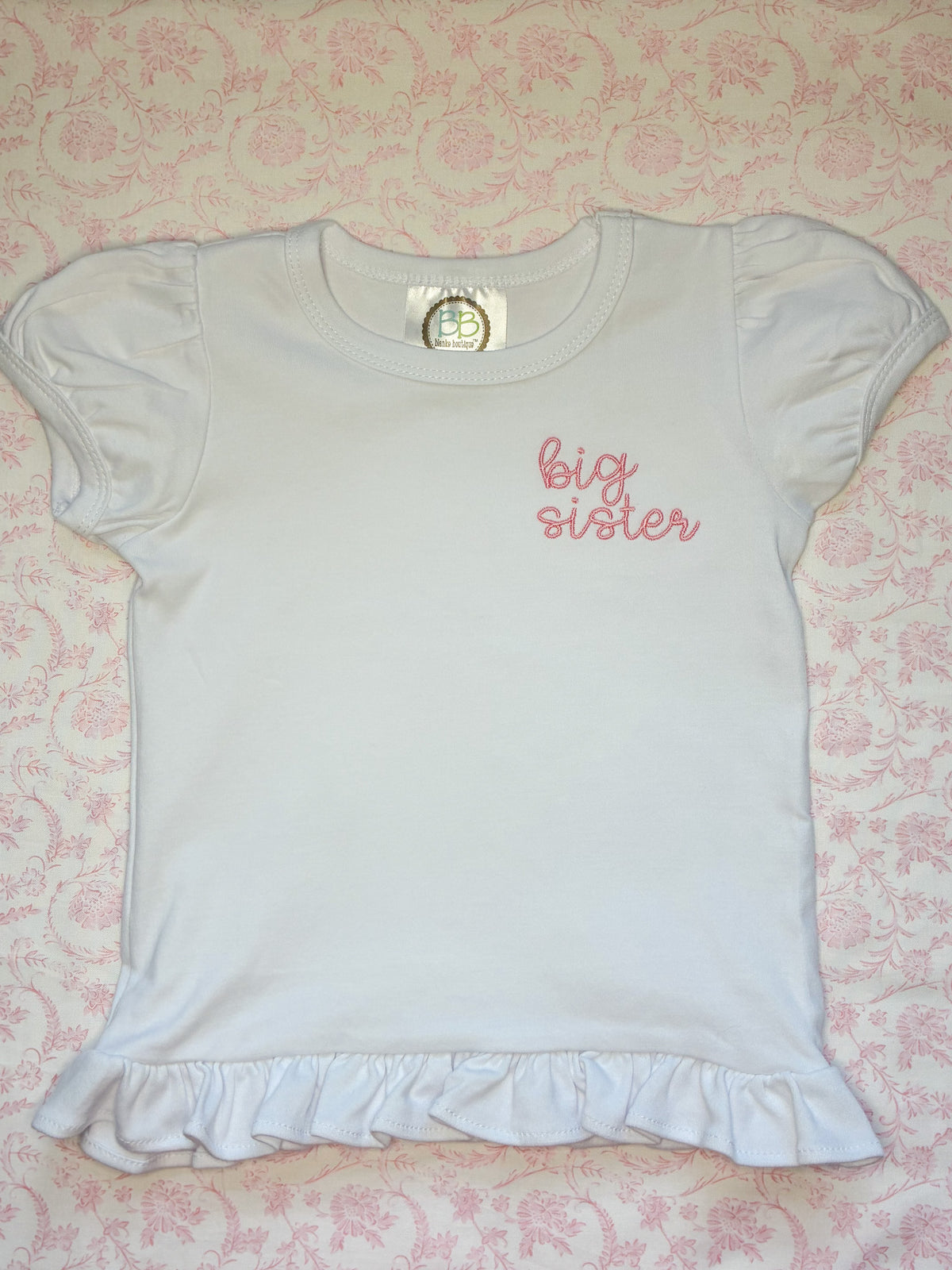 Machine Embroidered | Big Sister Modern Script Left Chest