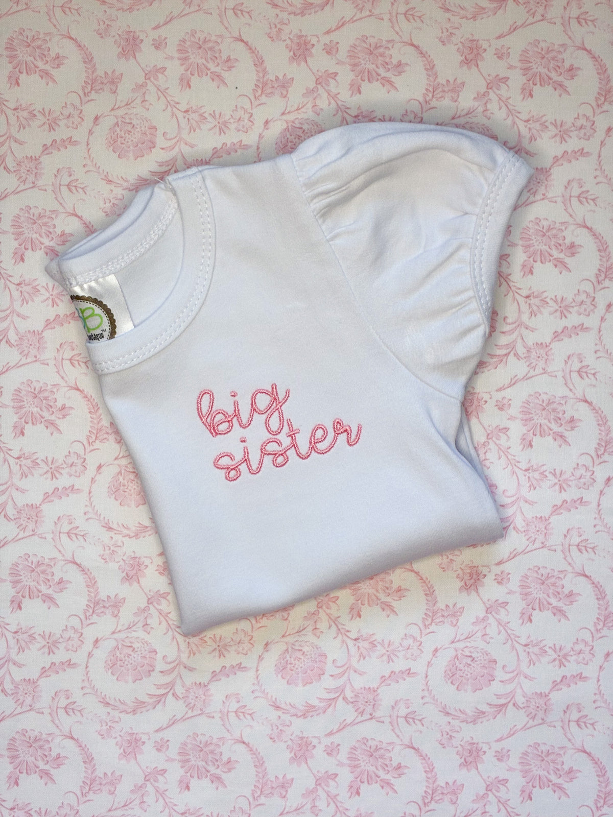 Machine Embroidered | Big Sister Modern Script Left Chest