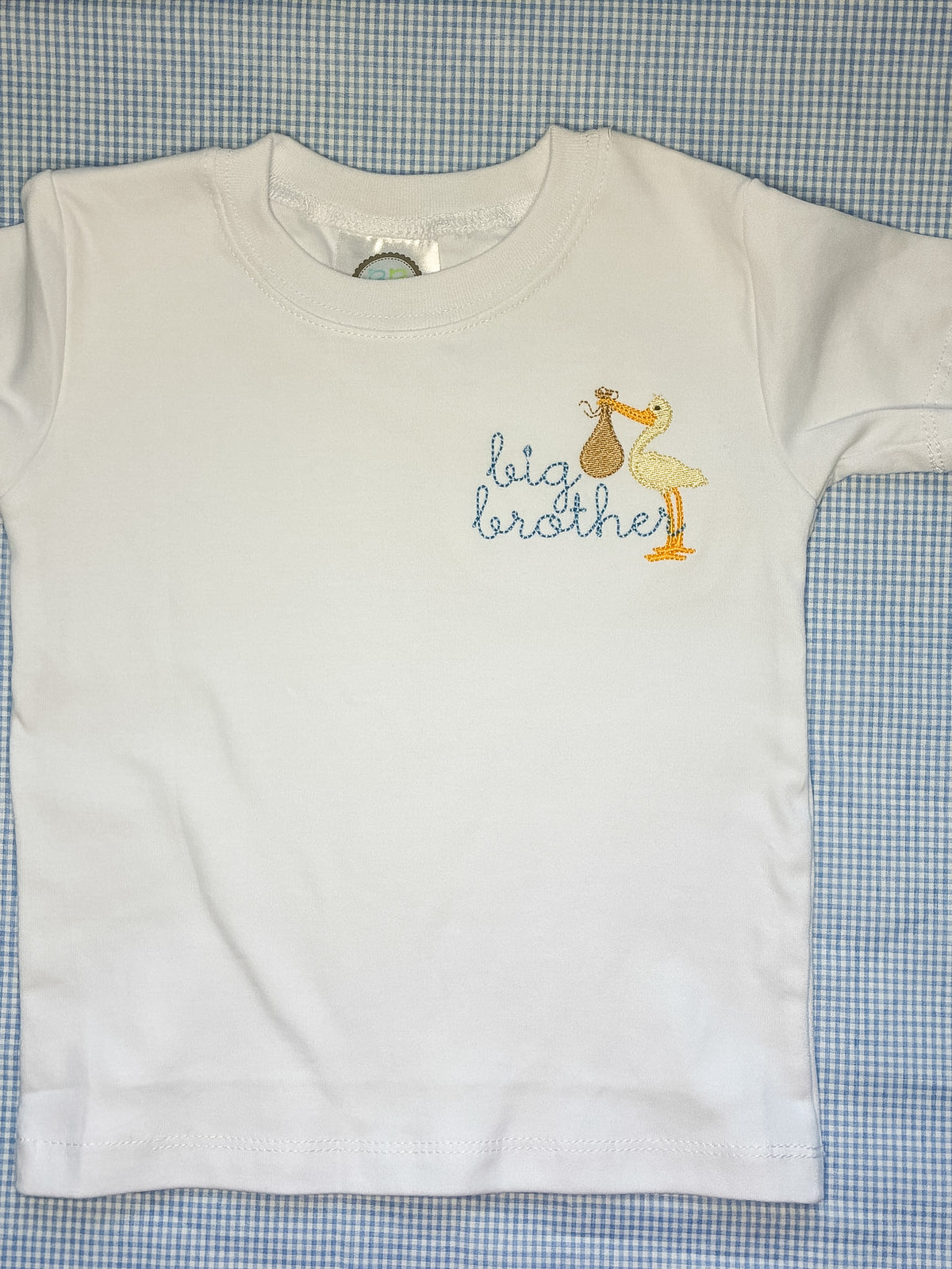Machine Embroidered | Big Brother with Stork Left Chest