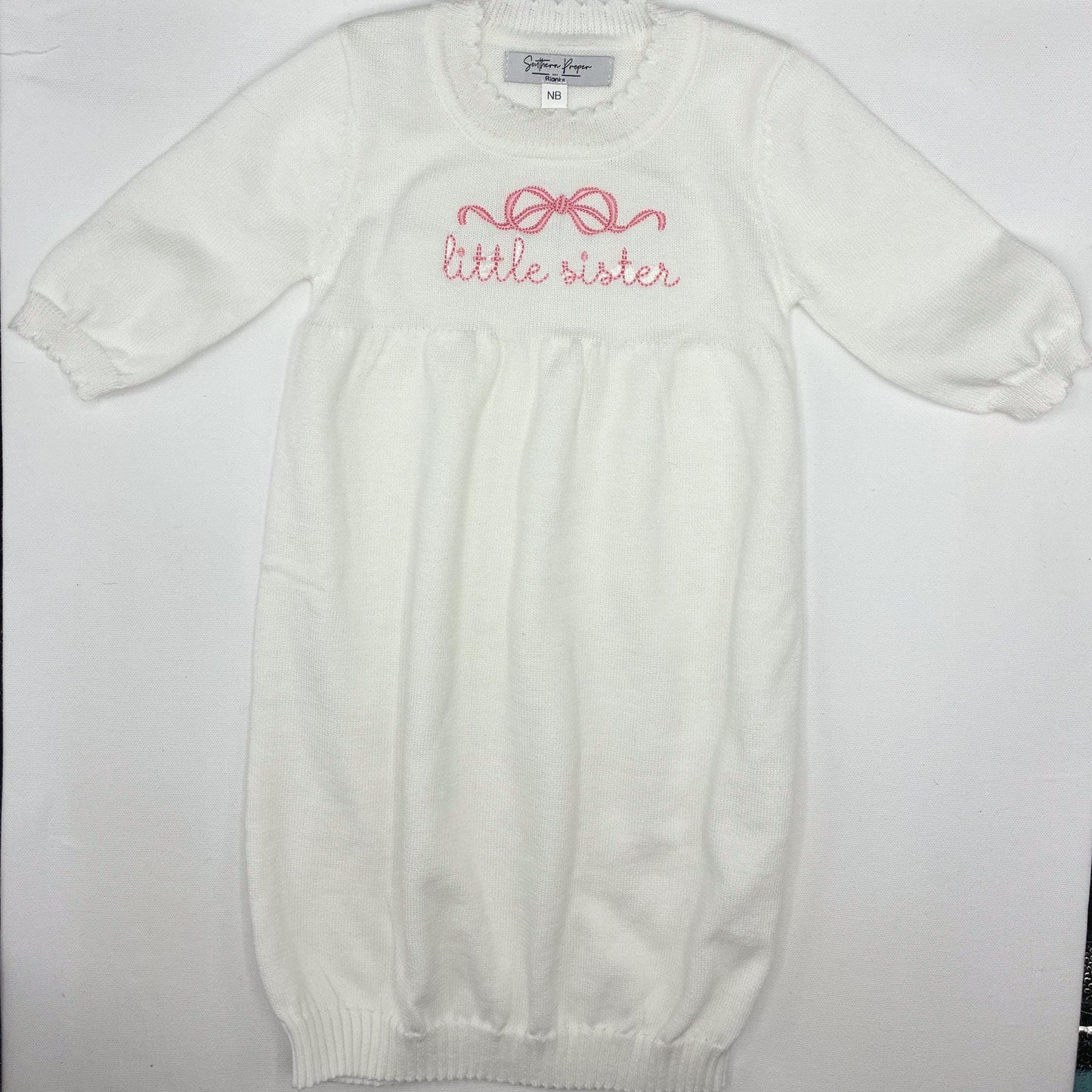 Machine Embroidered | Little Sister Knit Gown