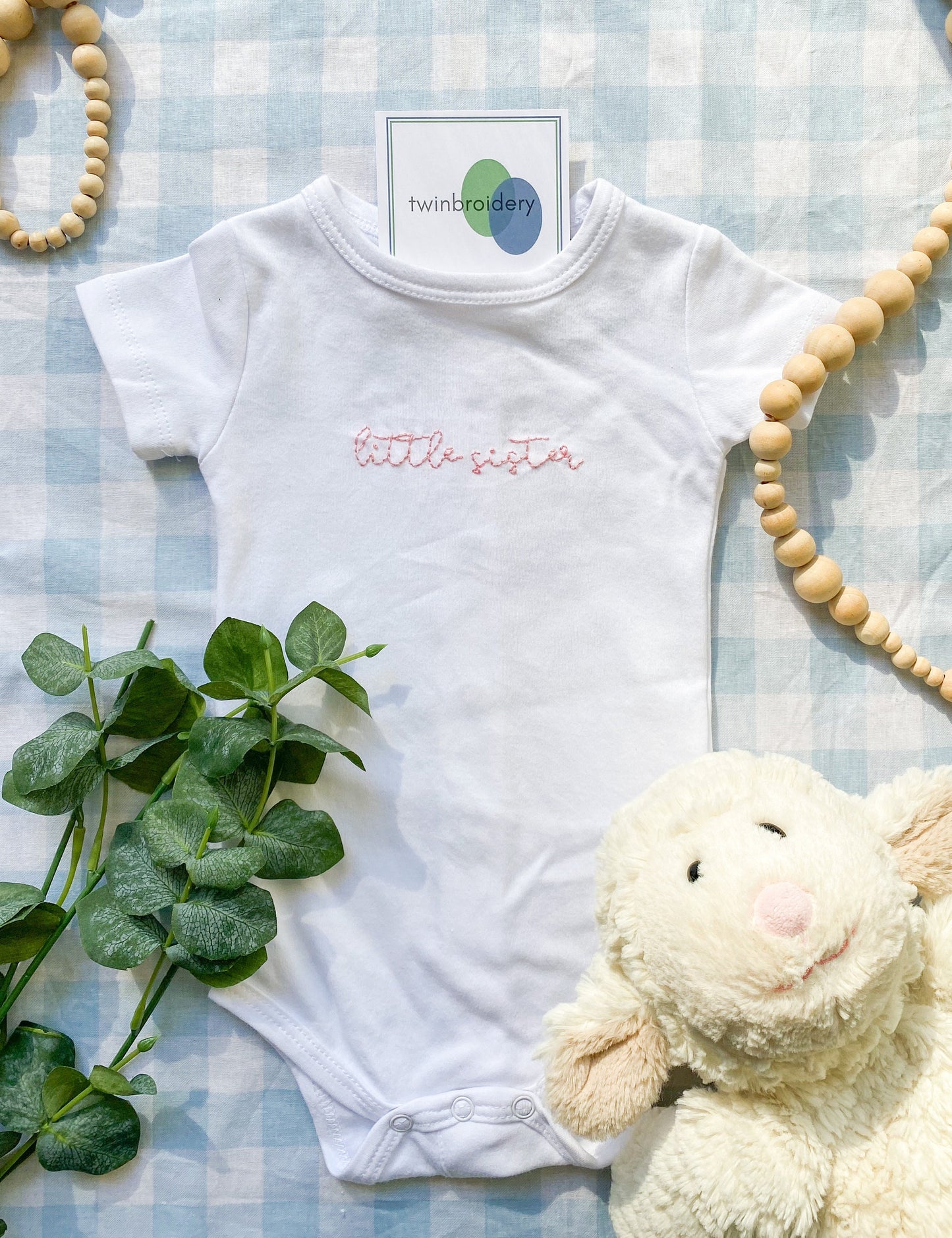 Hand Embroidered | Little Sister Onesie