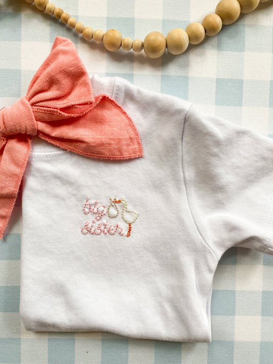 Hand Embroidered | Big Sister Stork